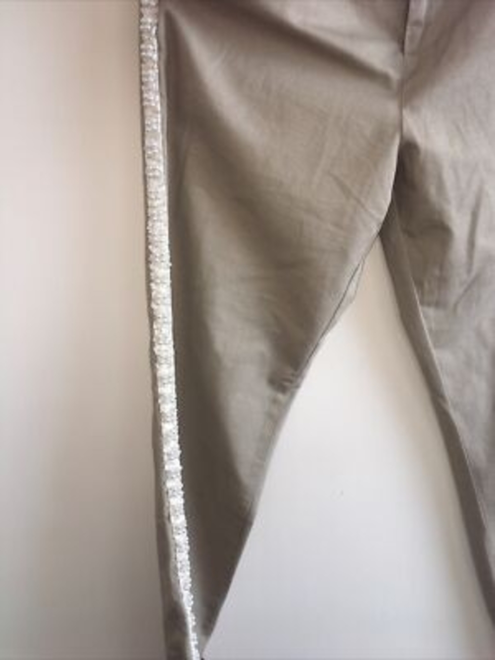 Current/Elliott Beige Pants with Silver Sequin Hem